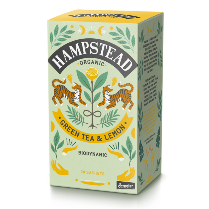 Zelený čaj Hampstead - bio, s citrónem a citrónovou trávou, 20x 2 g