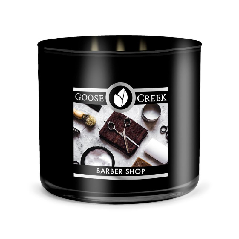 Goose Creek - Pánská kolekce – U holiče  Aromatická svíčka ve skle 411 g