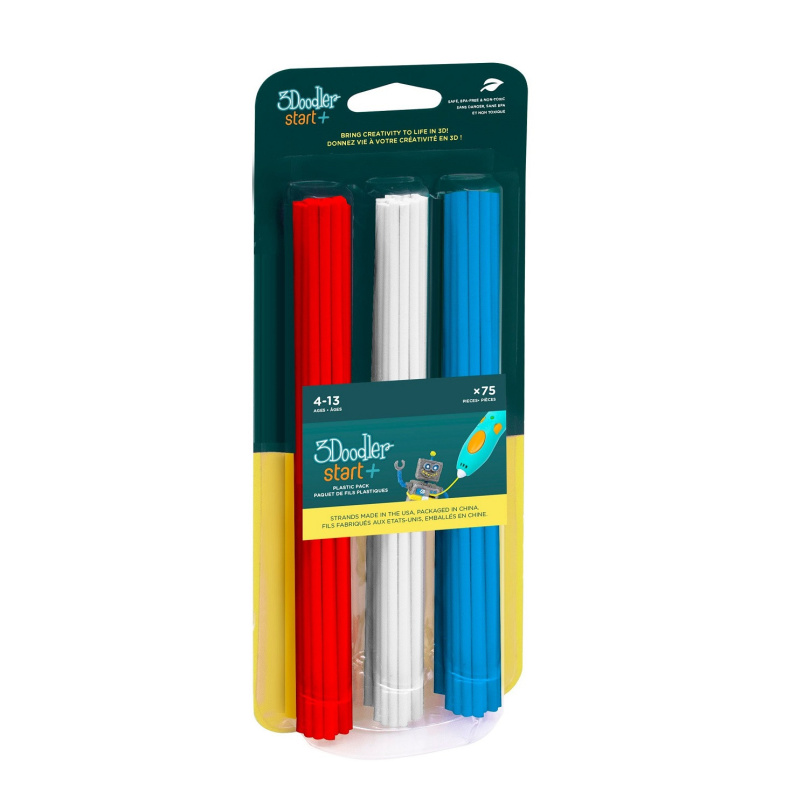 3Doodler náplň ECO-PCL pro 3D pero Start+ 75 ks - červená, modrá, bílá