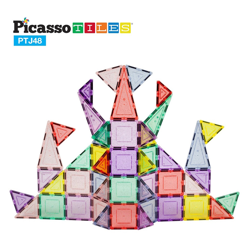 PICASSO TILES Stavebnice magnetické bloky glitrované 48 kusů