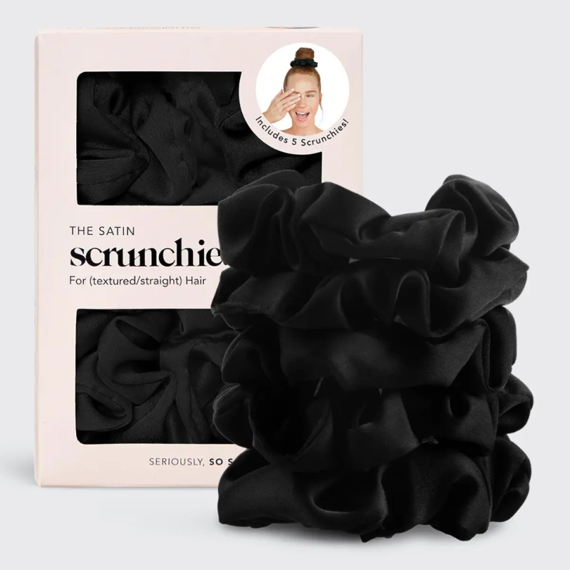 KITSCH Saténové gumičky – Assorted Black