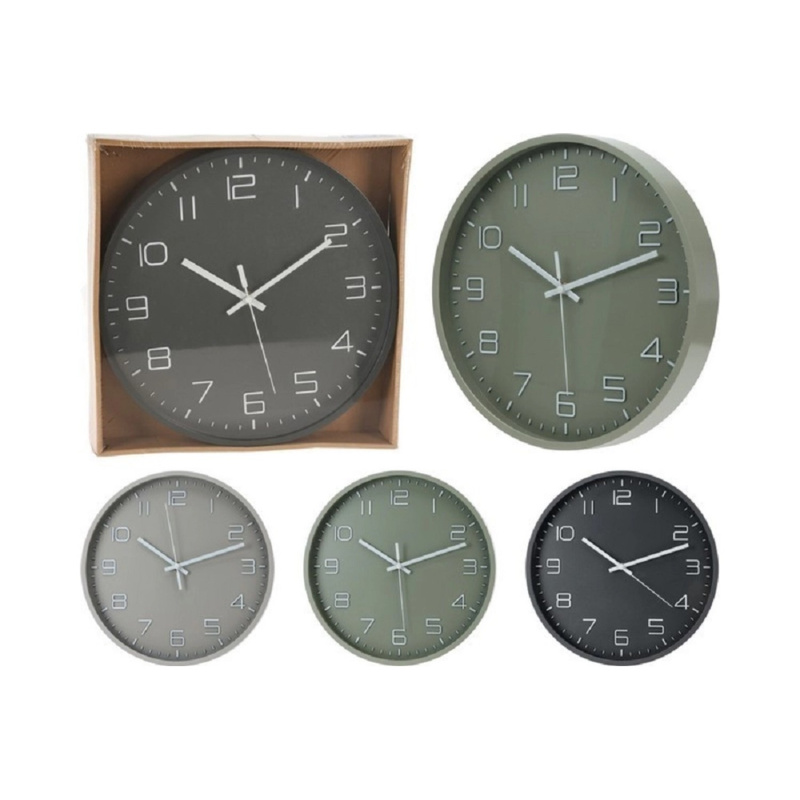 Nástěnné hodiny s bílými 3D čísly, 3 barvy, pr. 30 cm