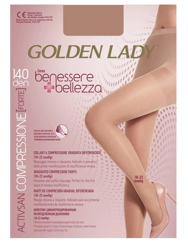 Dámské punčochové kalhoty Golden Lady Benessere & Bellezza 140 den playa/odc.béžová 4-L