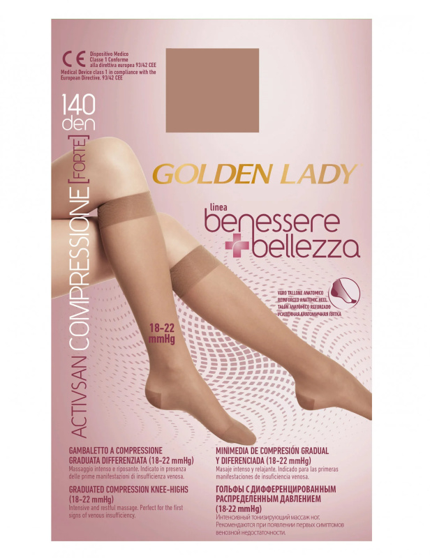 Golden Lady Benessere & Bellezza 140 den podkolenky playa/odc.béžová S/M