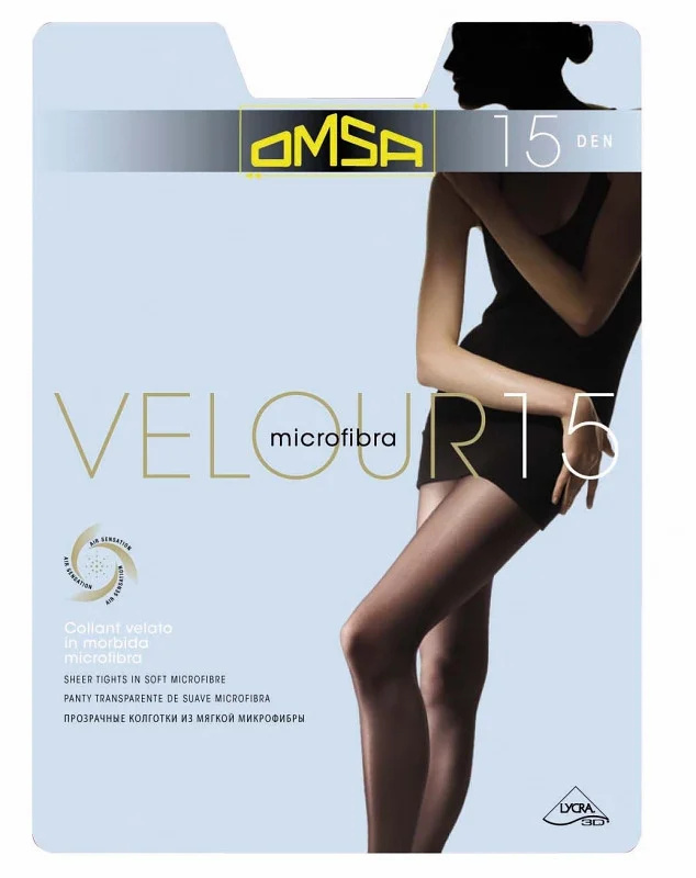 Dámské punčochové kalhoty Omsa| Velour 15 den nero/černá 4-L