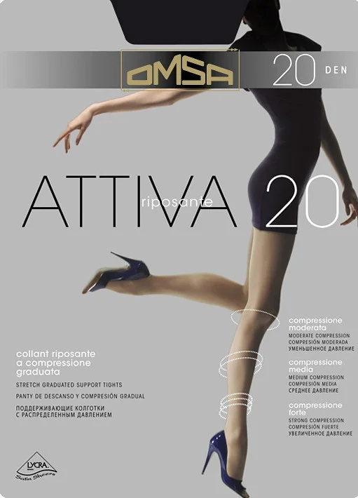 Dámské punčochové kalhoty Omsa Attiva 20 den S-XL fumo/odc.šedá 3-M