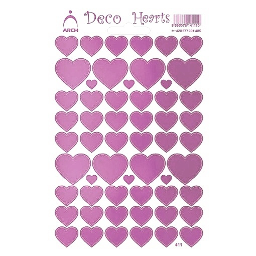 Samolepky 11,5x18cm - Růžová srdíčka
