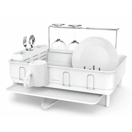 Odkapávač na nádobí Simplehuman s držákem na skleničky bílá ocel SHKT1198