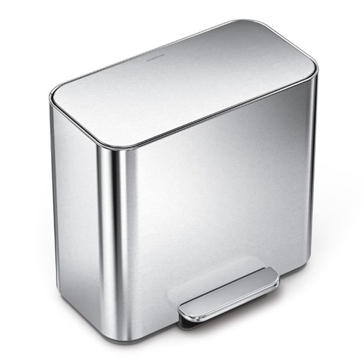 Simplehuman pedálový odpadkový koš na tříděný odpad DUAL MINI 15 L matná černá ocel CW2121