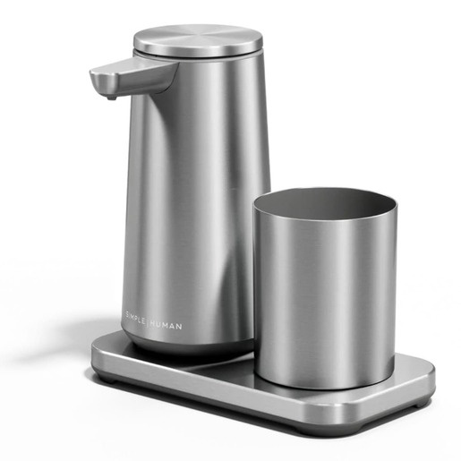 Simplehuman bezdotykový dávkovač mýdlové pěny – 296 ml + kelímek bílá ocel dobíjecí ST1099