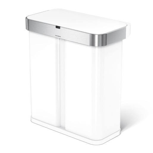 Simplehuman bezdotykový odpadkový koš SENSOR 58 L hlasové ovládání bílá ocel ST2049