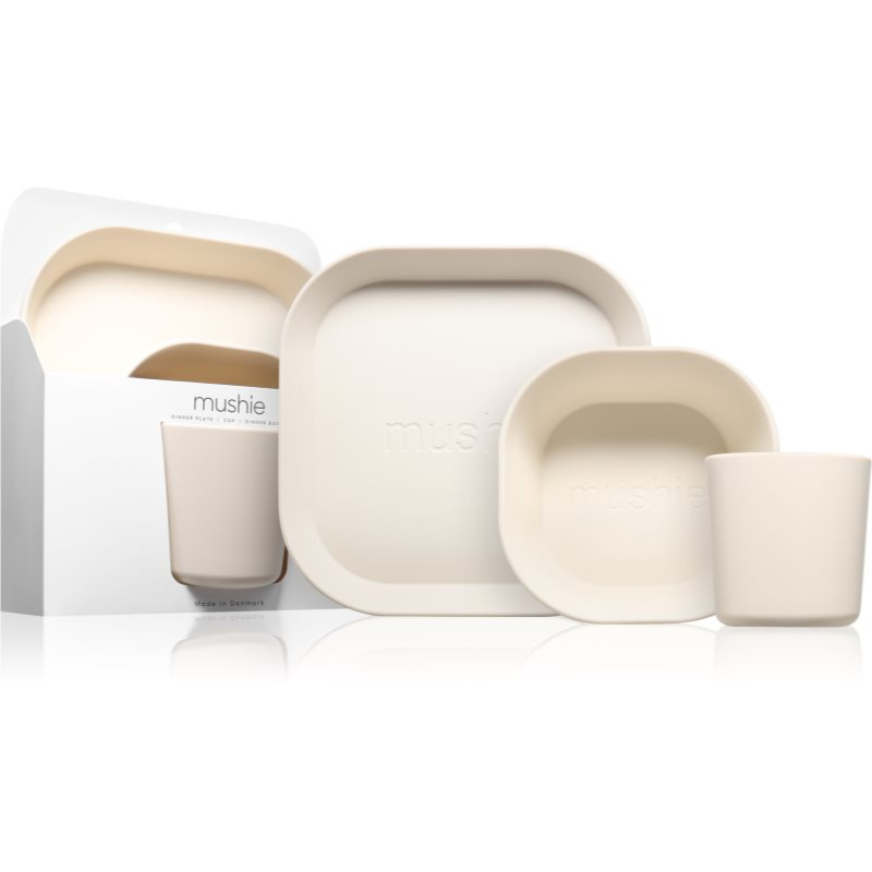 Mushie Dinnerware Set jídelní sada pro děti 6m+ Ivory 3 ks