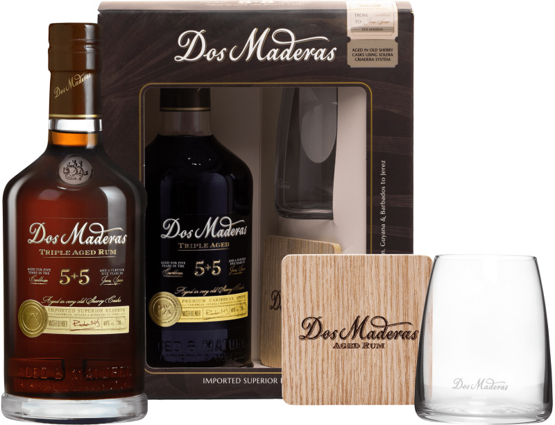 Dos Maderas PX 5+5 + sklenice + podložka 40% 0,7l (darčekové balenie 1 pohár)