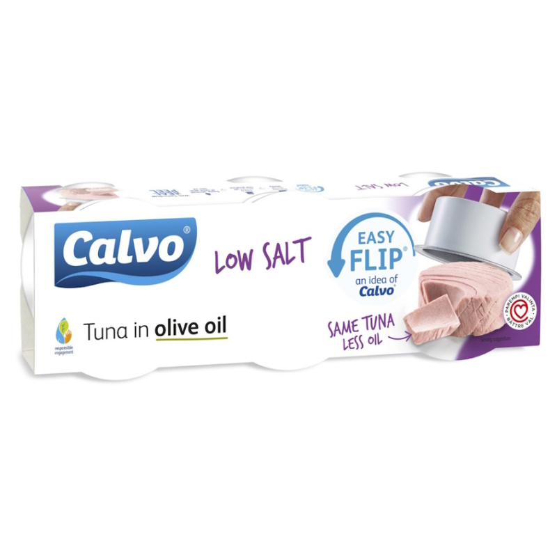 CALVO Tuňák v olivovém oleji s nízkým obsahem soli 3 x 65 g