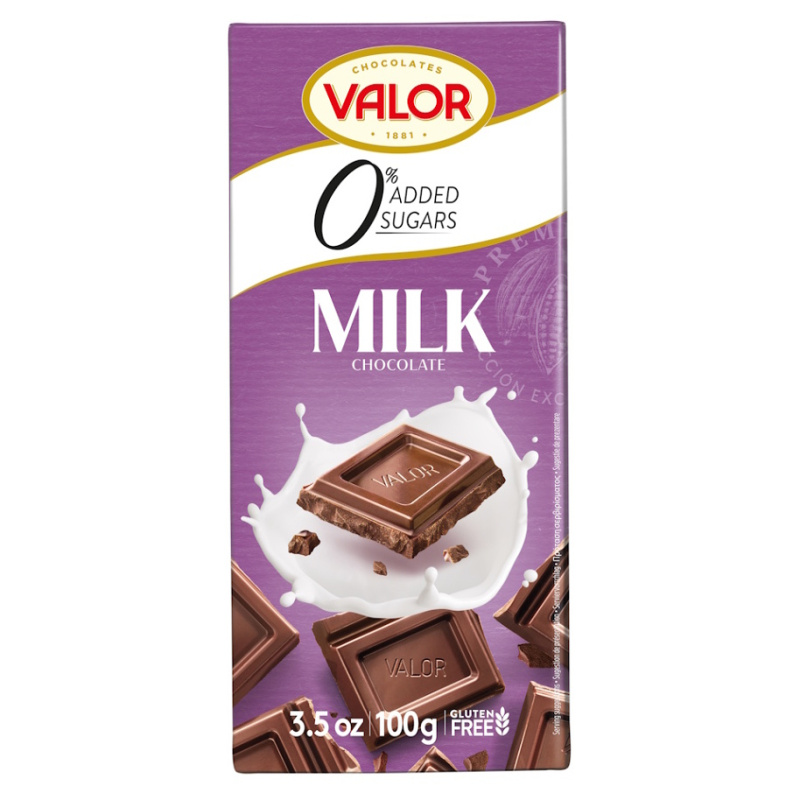 VALOR Mléčná čokoláda se sladidly bez přídavku cukrů 100 g