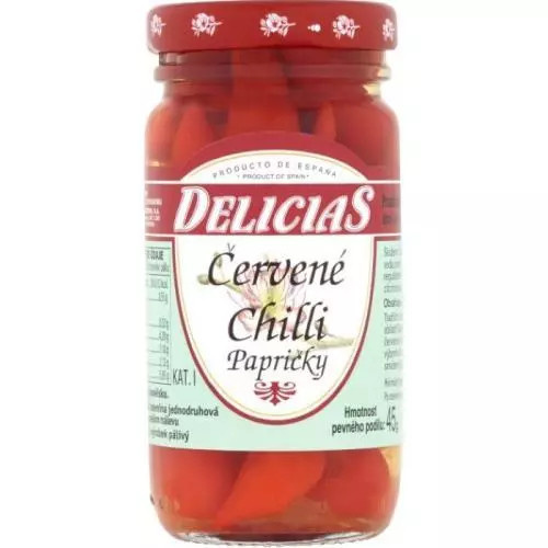 Delicias chilli papričky červené 100g/60g