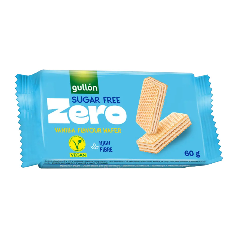 GULLÓN Vanilla wafer oplatky plněné krémem s vanilkovou příchutí se sladidly 60 g