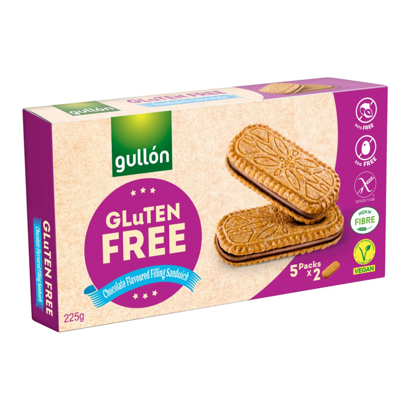GULLÓN Sušenky bez lepku plněné čokoládovým krémem 225 g