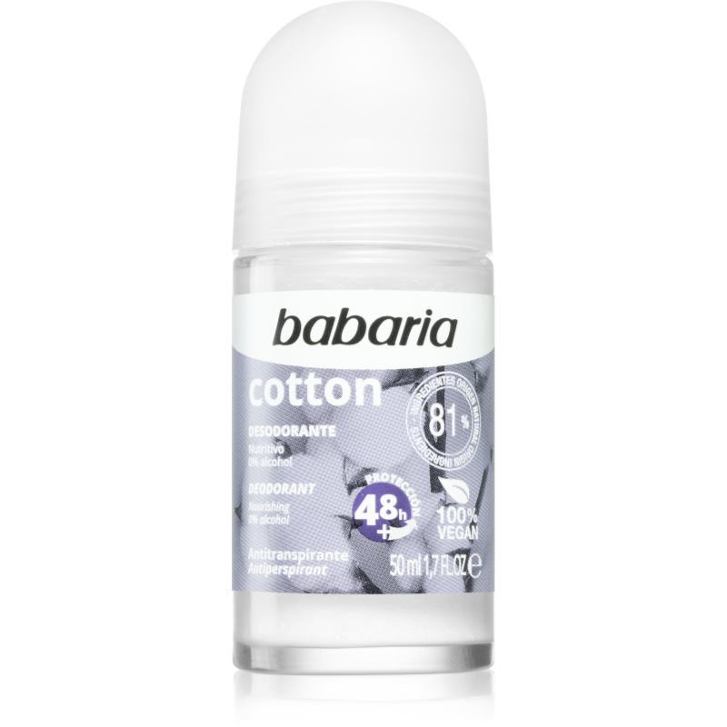 Babaria Deodorant Cotton antiperspirant roll-on s vyživujícím účinkem 50 ml