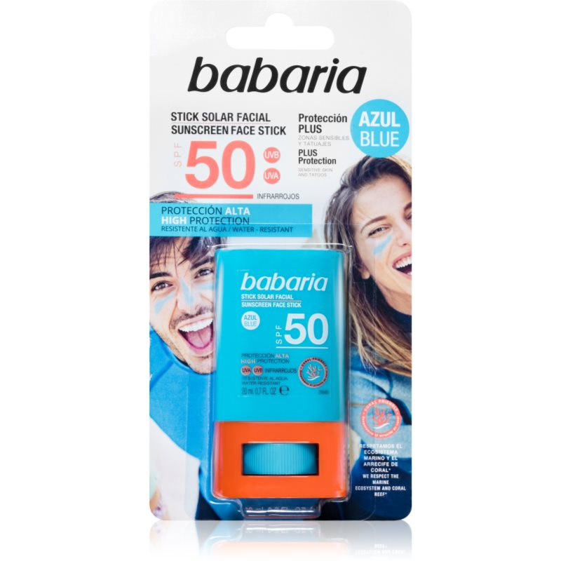 Babaria Blue Face Sun Stick ochranná hydratační tyčinka na obličej a citlivá místa SPF 50 20 ml