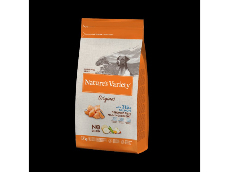 Natures Variety Nature´s variety orig. NG mini ad. dog s lososem 1,5kg