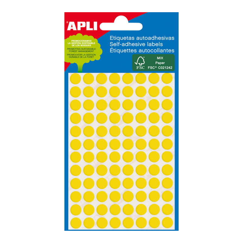 APLI Samolepicí etikety v sáčku 8 mm - žluté