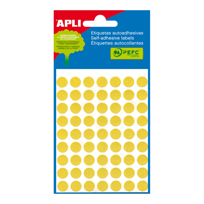APLI Samolepicí etikety v sáčku 10 mm - žluté