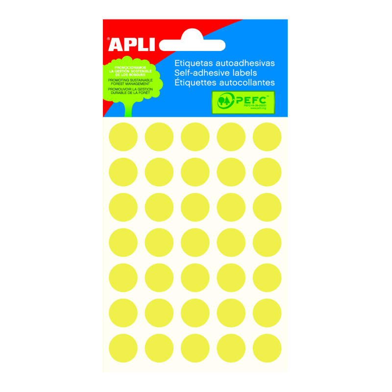 APLI Samolepicí etikety v sáčku 13 mm - žluté
