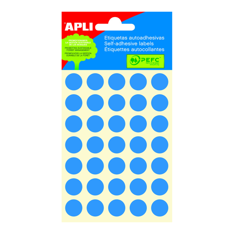 APLI Samolepicí etikety v sáčku 13 mm - modré