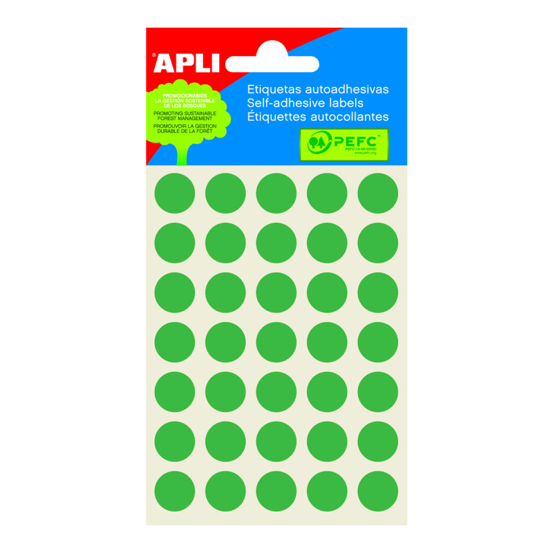APLI Samolepicí etikety v sáčku 13 mm - zelená