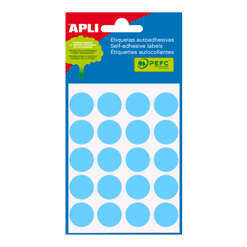 APLI Samolepicí etikety v sáčku 19 mm - modré
