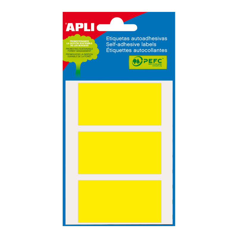 APLI Samolepicí etikety v sáčku 34 × 67 mm - žluté