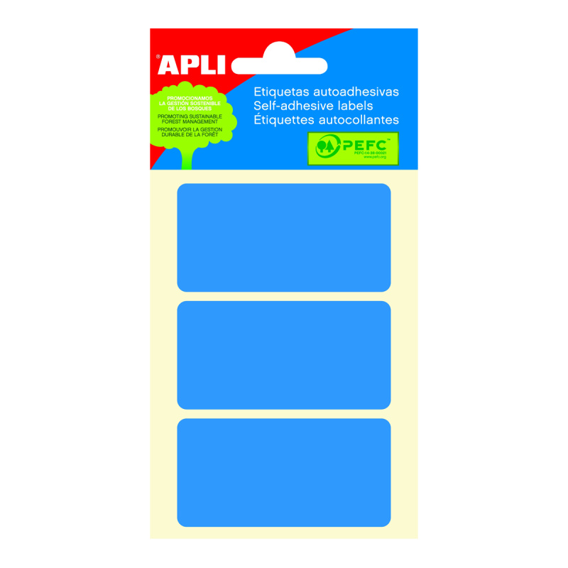 APLI Samolepicí etikety v sáčku 34 × 67 mm - modré