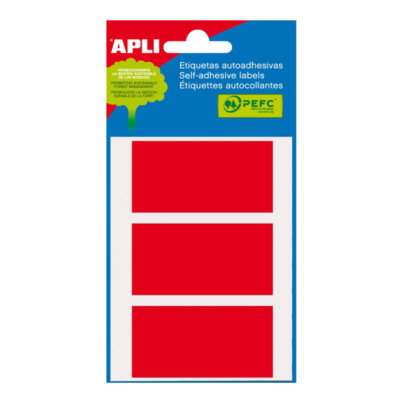 APLI Samolepicí etikety v sáčku 34 × 67 mm - červené