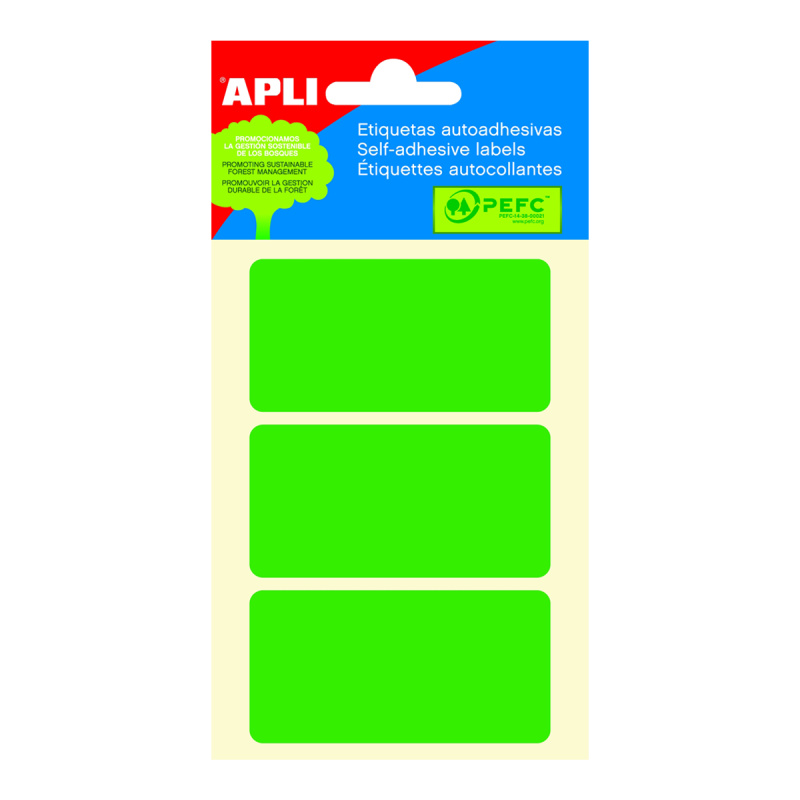APLI Samolepicí etikety v sáčku 34 × 67 mm - zelené