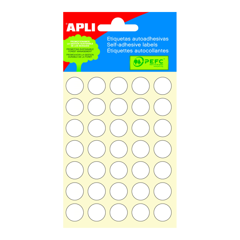 APLI Samolepicí etikety v sáčku 13 mm - bílé