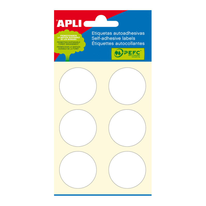 APLI Samolepicí etikety v sáčku 32 mm - bílé