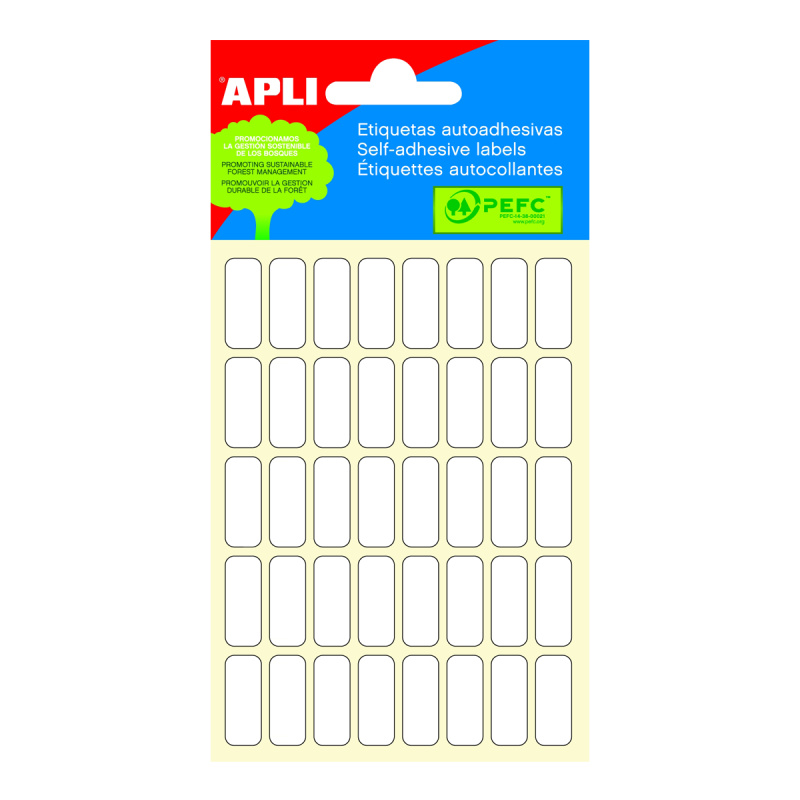 APLI Samolepicí etikety v sáčku 8 × 20 mm - bílé