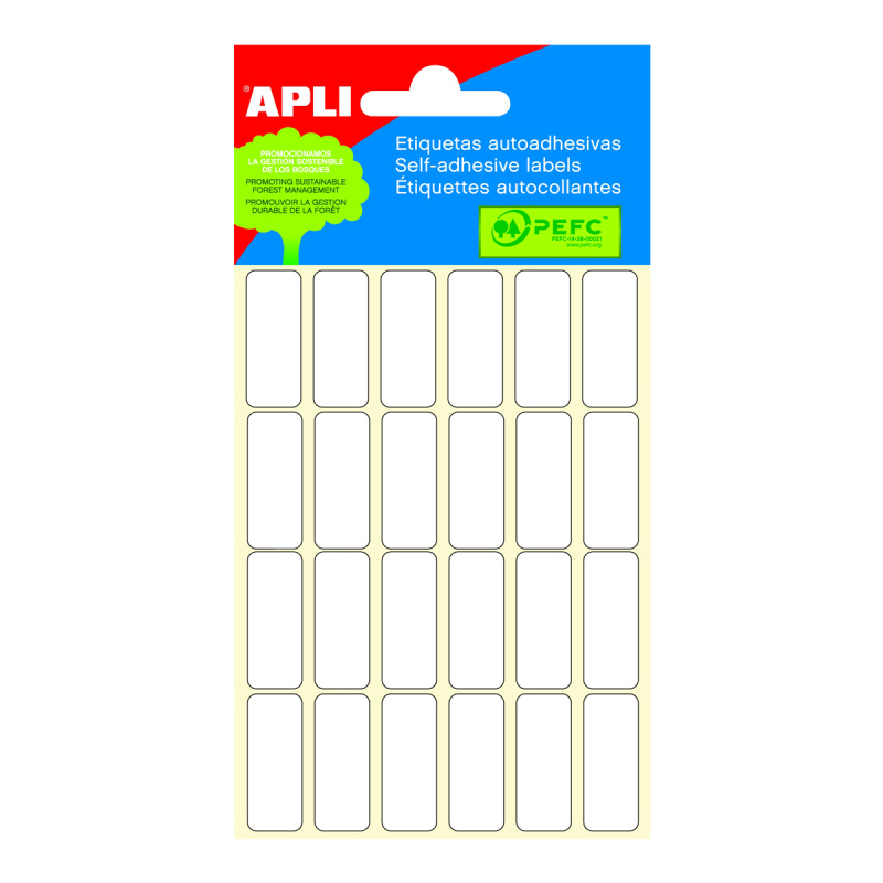 APLI Samolepicí etikety v sáčku 12 × 30 mm - bílé