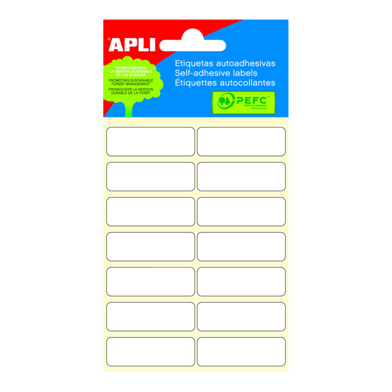 APLI Samolepicí etikety v sáčku 13 × 40 mm - bílé