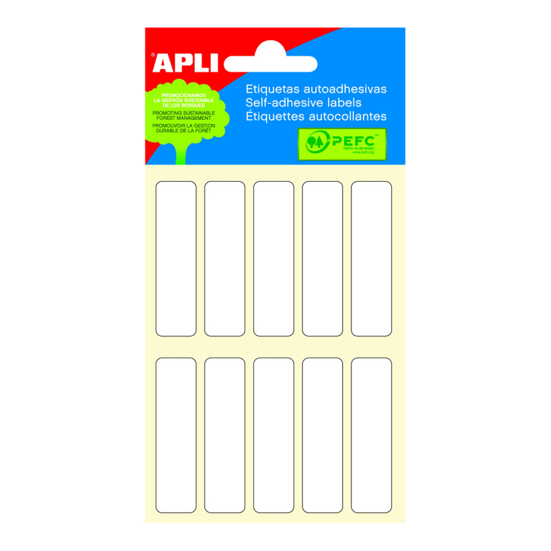 APLI Samolepicí etikety v sáčku 13 × 50 mm - bílé