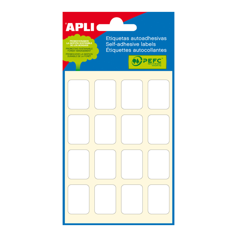 APLI Samolepicí etikety v sáčku 16 × 22 mm - bílé