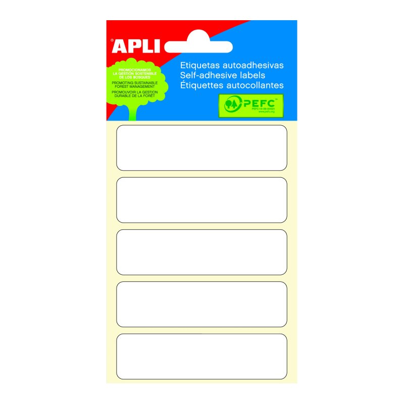 APLI Samolepicí etikety v sáčku 20 × 75 mm - bílé