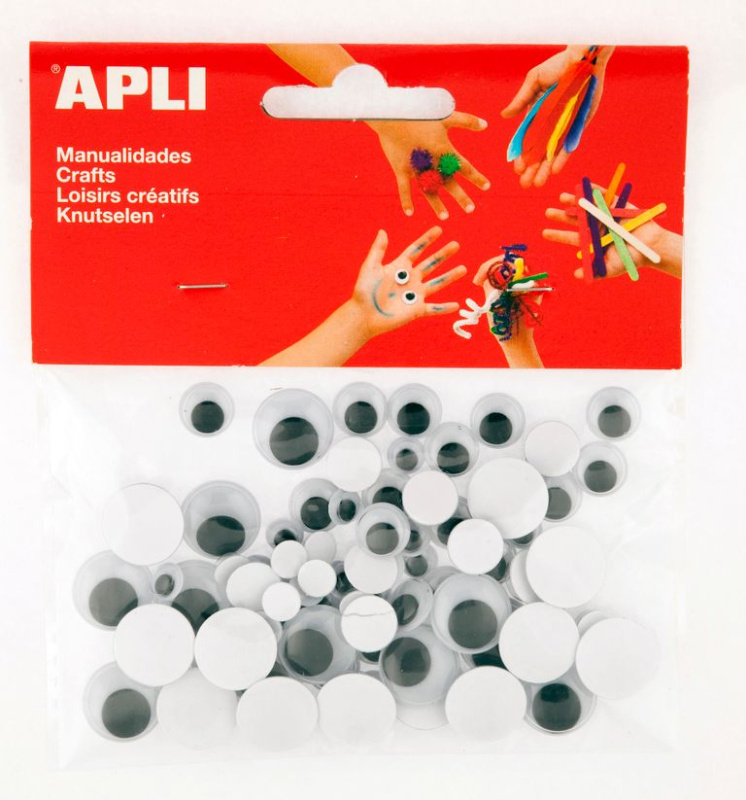 APLI Pohyblivé oči - kulaté, samolepicí - černé - 100 ks