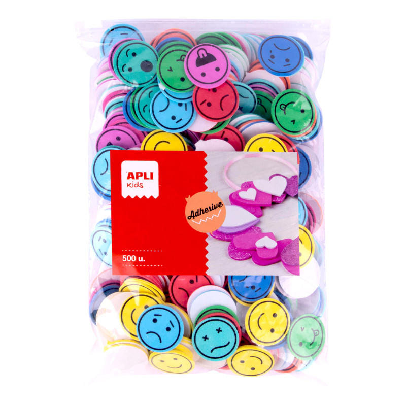 APLI Velká sada - Pěnovka smajlíci - 500 ks, samolepicí, mix barev