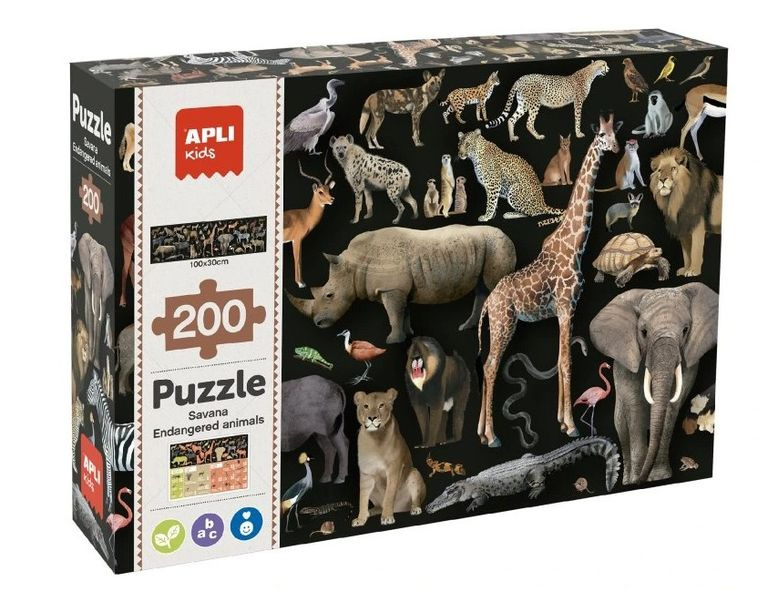 Ohrožená zvířata v savaně - puzzle z kategorie Naučné puzzle