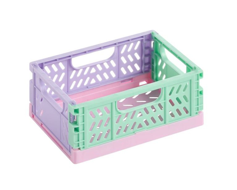 APLI Úložný box 6 × 14 × 10,5 cm, PP - tříbarevný, růžová základna