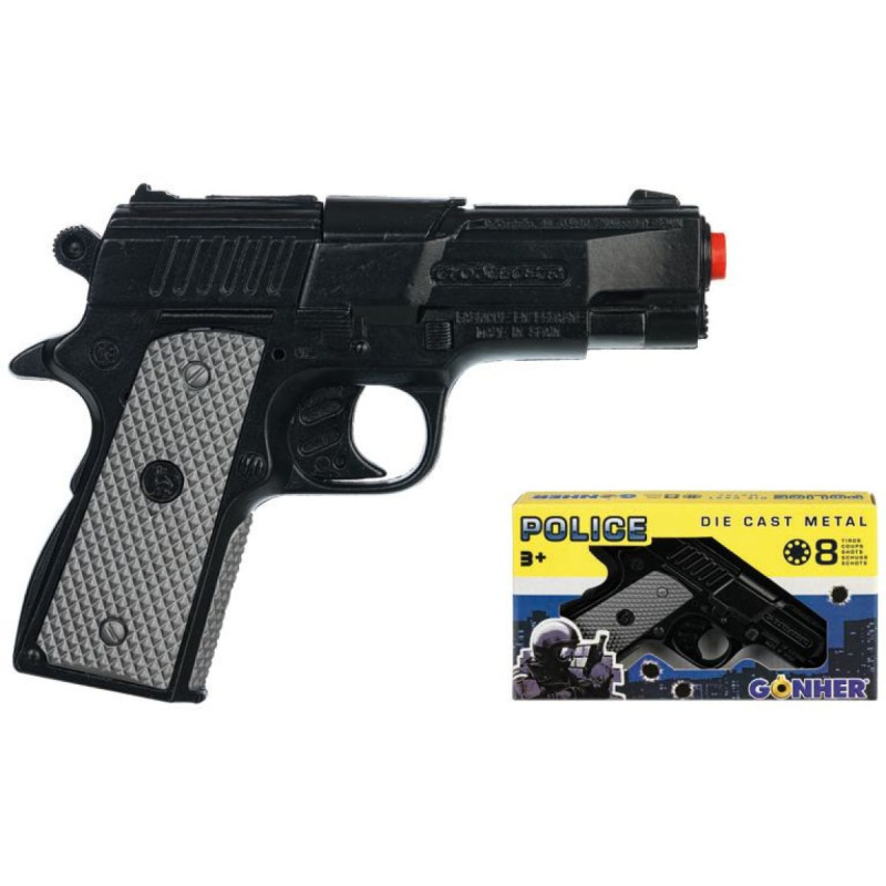 Alltoys policejní pistole černá kovová 8 ran