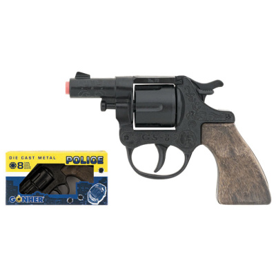Gonher Alltoys policejní revolver kovový černý 8 ran