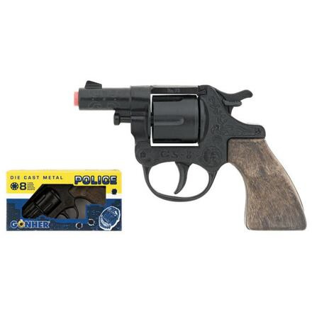 Gonher Alltoys policejní revolver kovový černý 8 ran